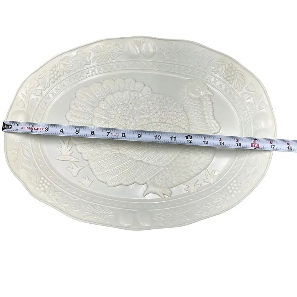 Vintage White Himark/Chesapeake Oval Turkey Serving Platter 17” x 13”